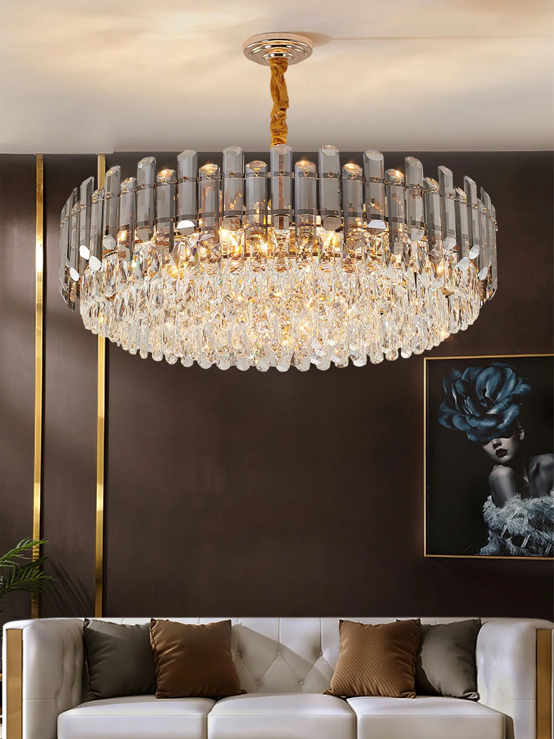 Modern Crystal Tier Chandelier