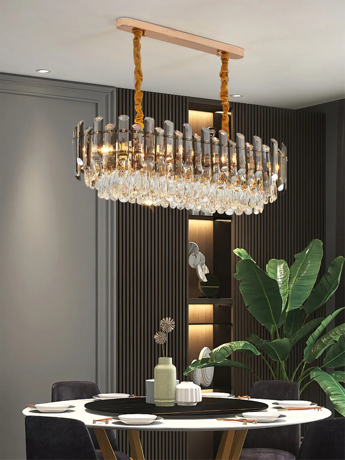 Modern Crystal Tier Chandelier