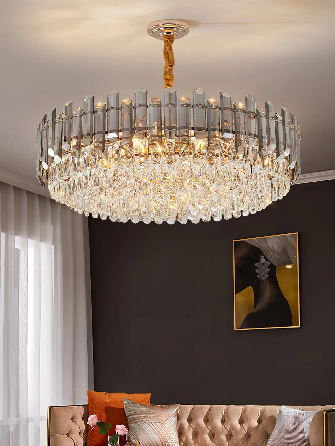 Modern Crystal Tier Chandelier