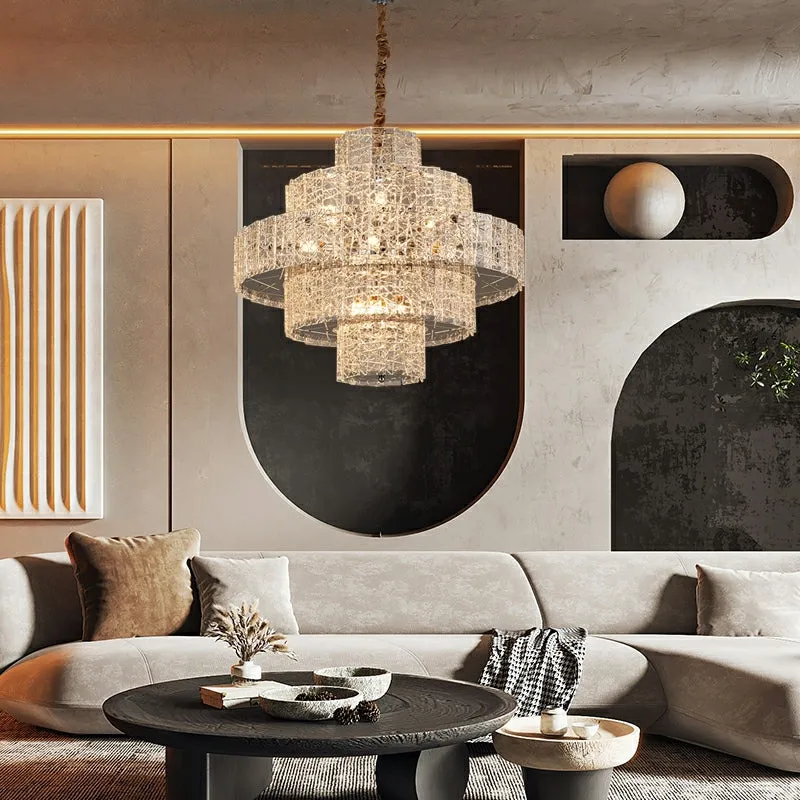 Modern Luxury Living Room Chandelier Large Round Ceiling Lighting Fixture For Foyer Entryway Decor