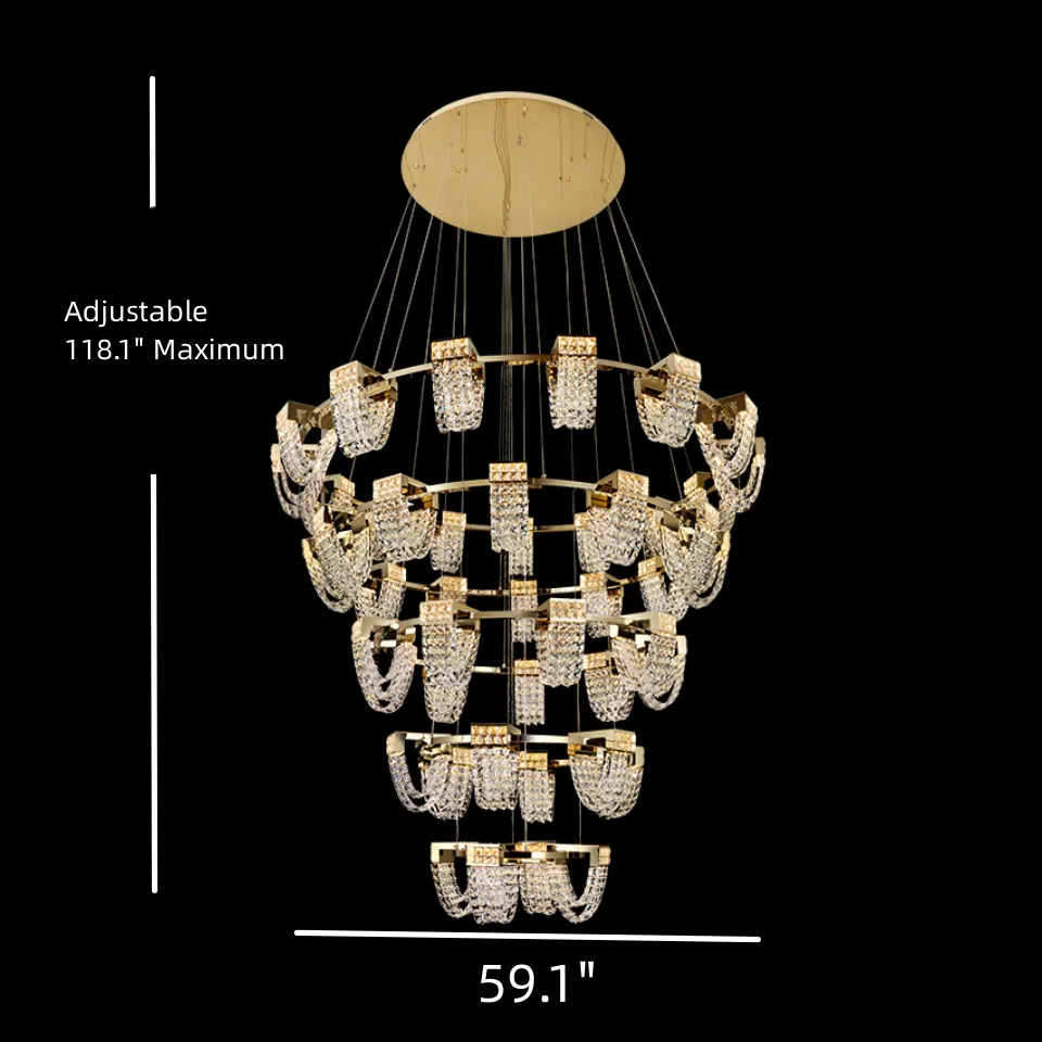 Modern Luxury Newly Crystal Chandelier in Champagne Gold