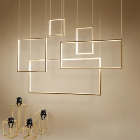 Modern Rectangle Chandeliers Led Pendant Lights Living Dining Room Kitchen Stair