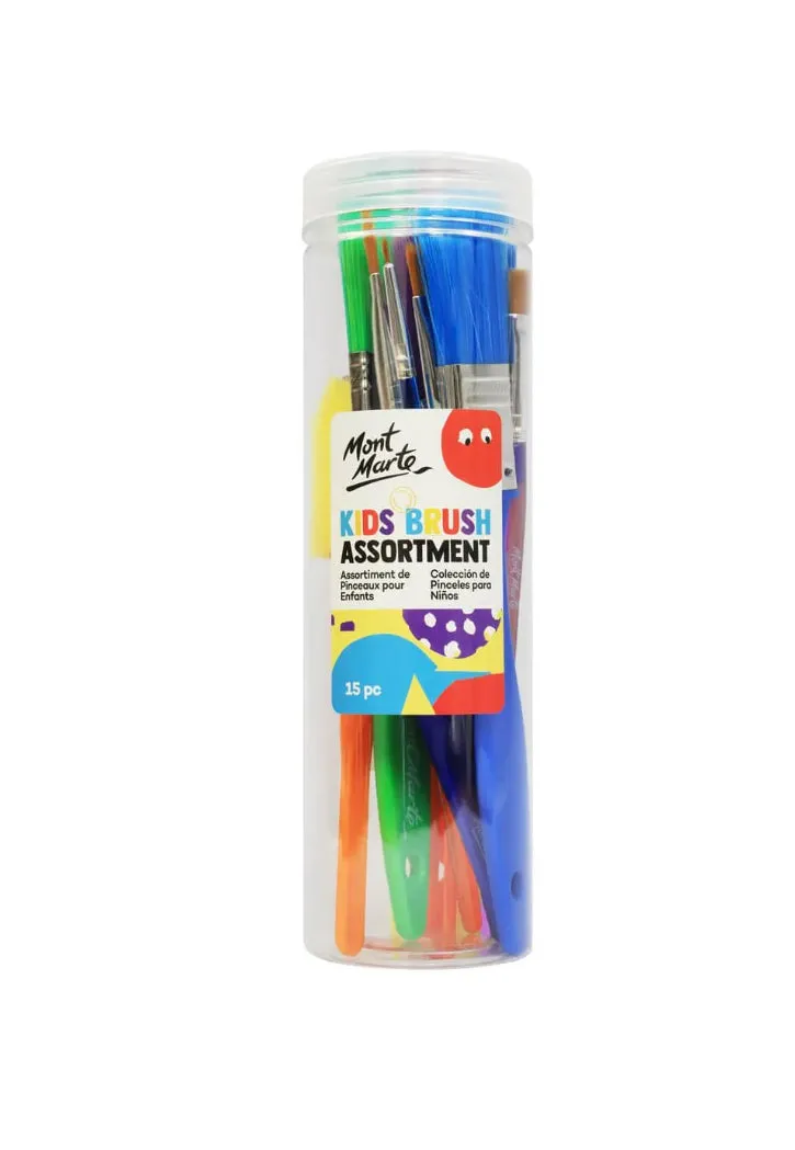 MONT MARTE KIDS BRUSH ASSORTMENT 15PCS IN PLASTIC TUB