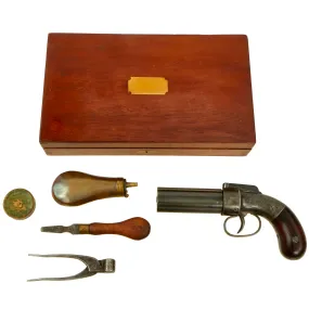 Original U.S. Cased Allen & Thurber 1837 Patent .31cal Percussion Pepperbox Revolver with Accessories - Matching Serial 381