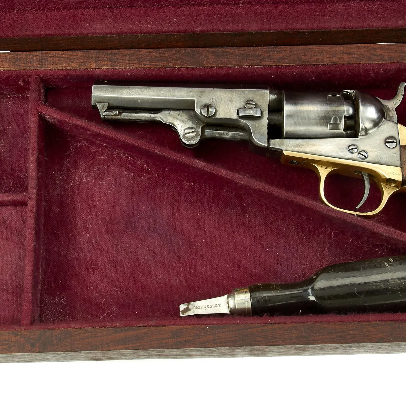 Original U.S. Civil War Era Colt M1849 Pocket Percussion Revolver with Wood Case made in 1865 - Serial 275627