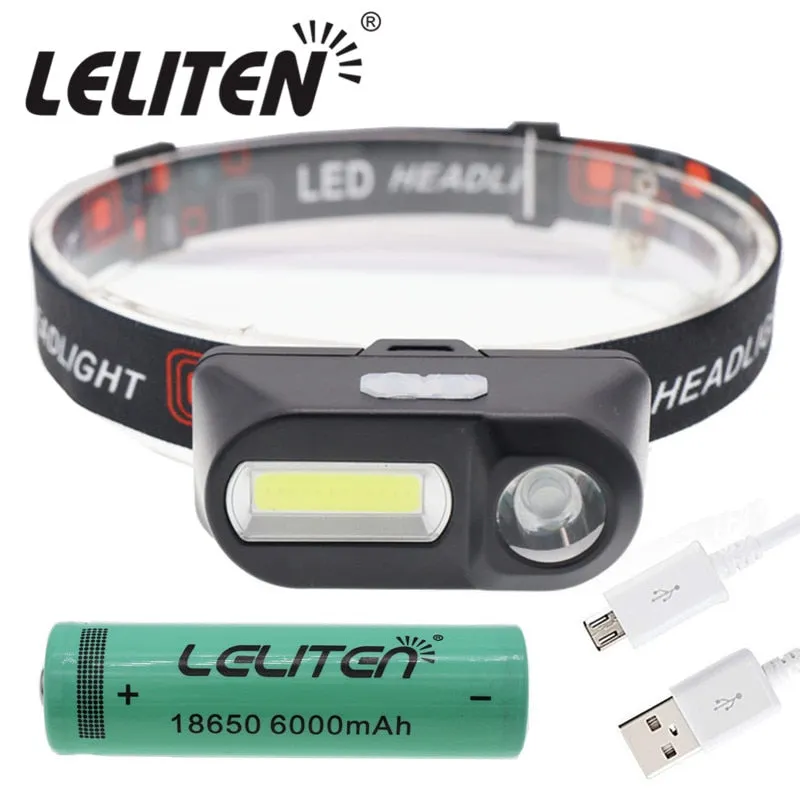 Outdoor camping Portable mini XPE COB LED Headlamp USB charging Fishing headlights flashlight