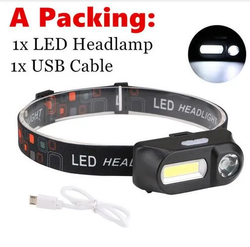 Outdoor camping Portable mini XPE COB LED Headlamp USB charging Fishing headlights flashlight