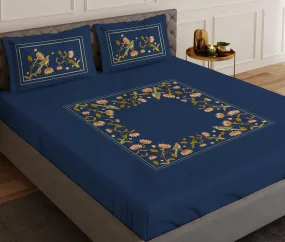 Paroquet Blue Designer Antibacterial Cotton Bed Linen Set by Rohit Bal