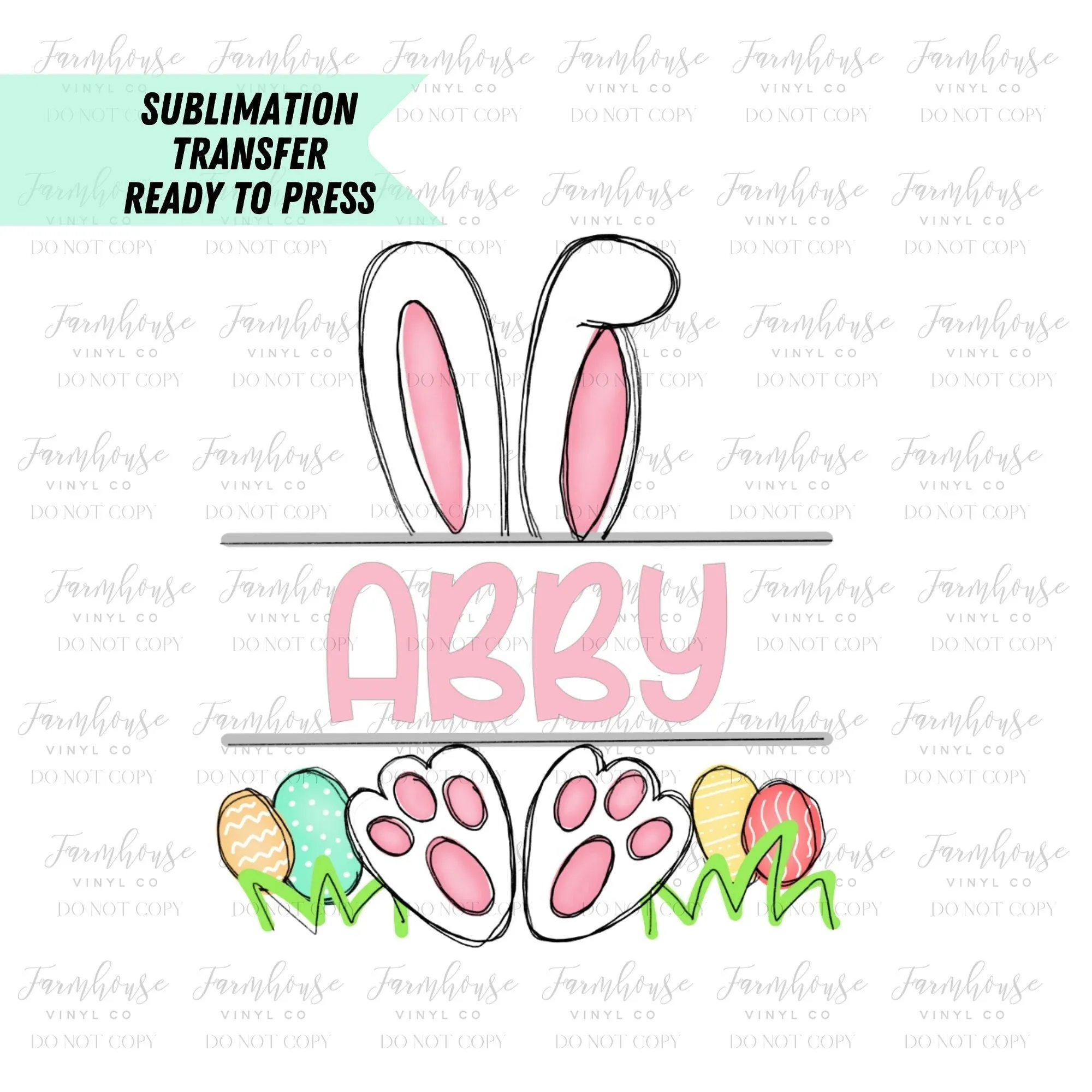 Personalized Easter Bunny, Transfer Ready To Press, Kids Easter Shirt, Personalized Easter Design Transfer, Custom Bunny Tote Bag Design