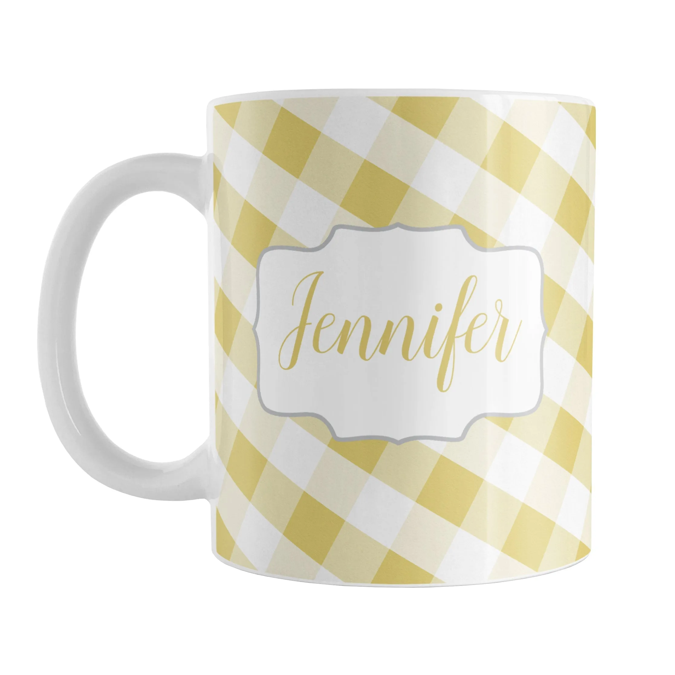 Personalized Yellow Gingham Mug