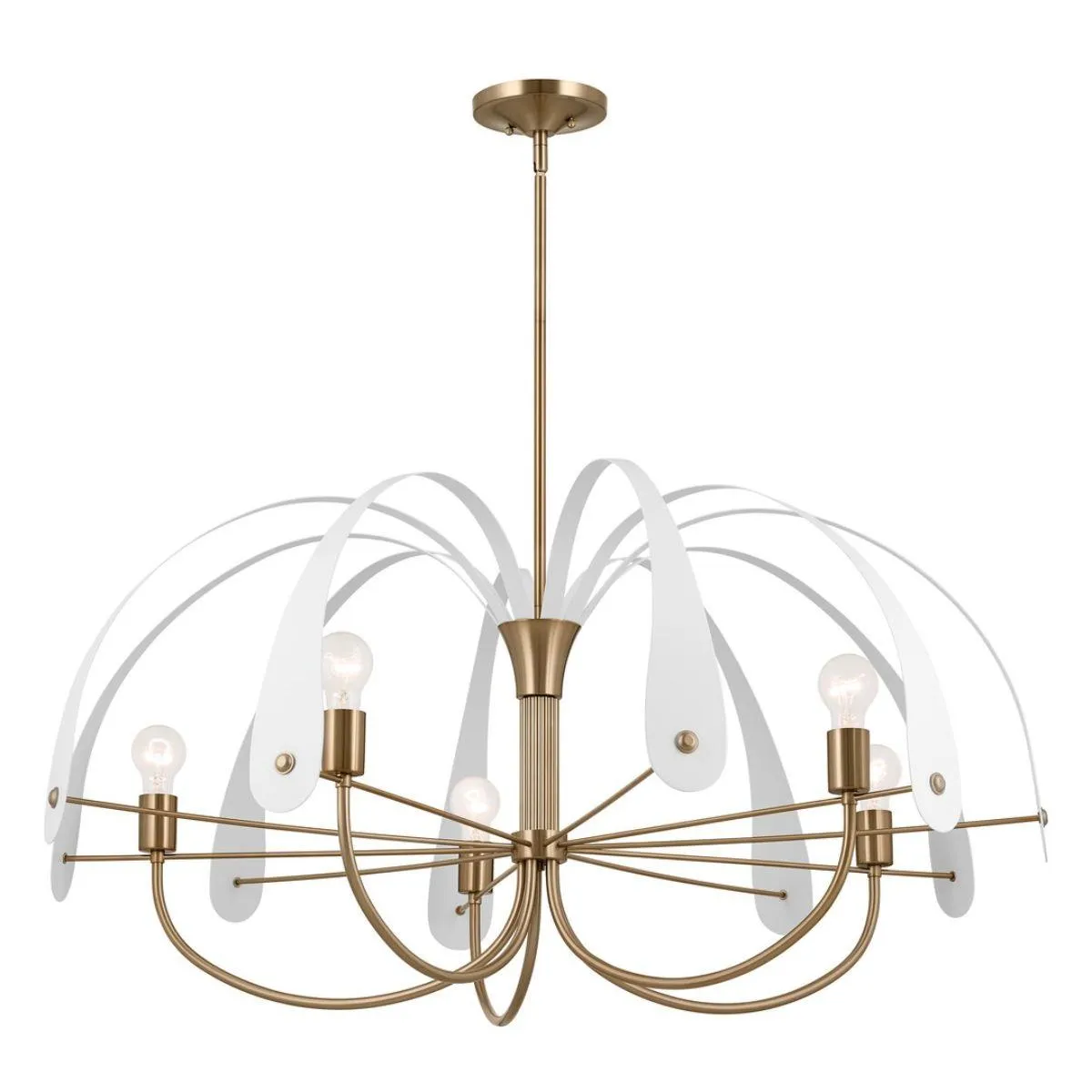 Petal 43 in. 5 Lights Chandelier Champagne Bronze and White Finish