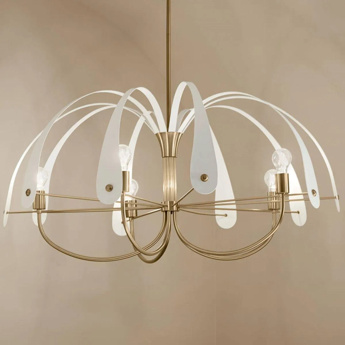 Petal 43 in. 5 Lights Chandelier Champagne Bronze and White Finish