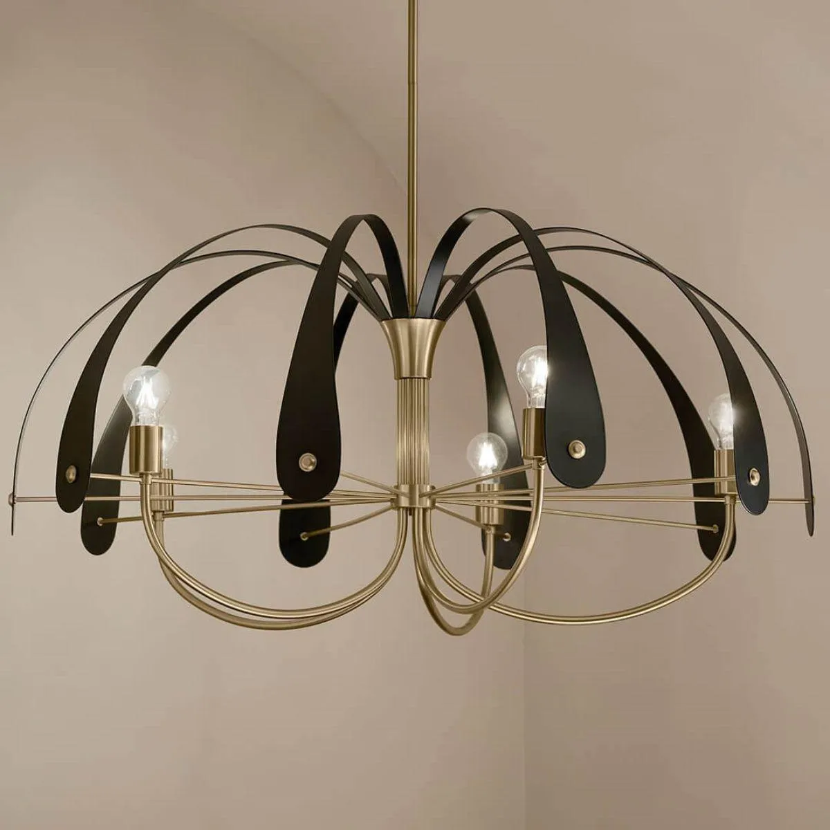 Petal 43 in. 5 Lights Chandelier Champagne Bronze and White Finish