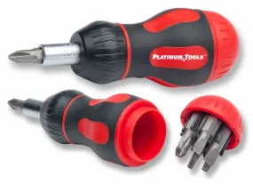 PLATINUM TOOLS 19120C 8-in-1 Ratcheted Stubby Screwdriver