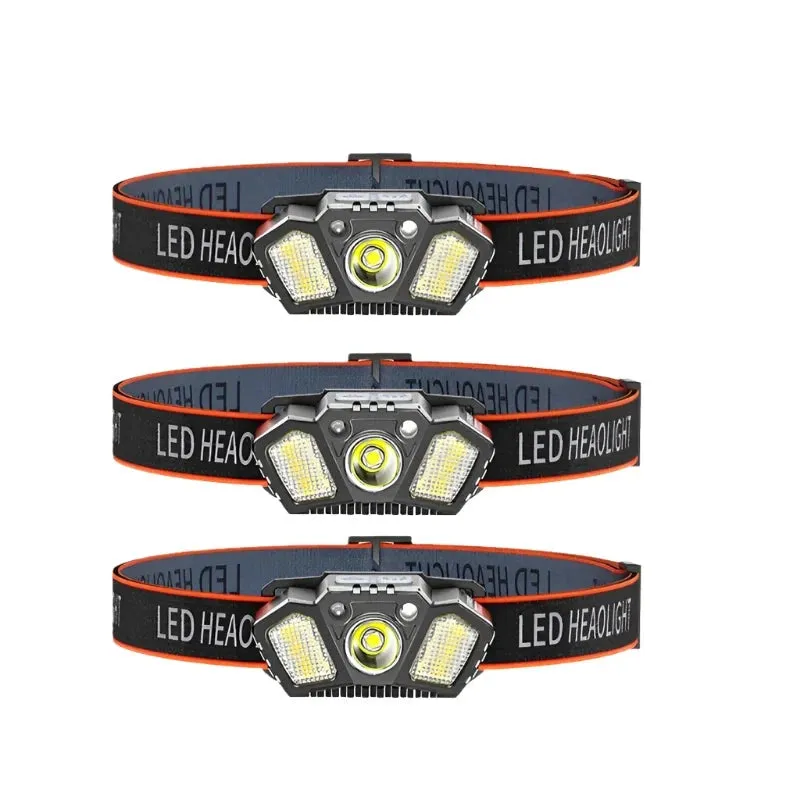 Portable Headlamp with Wave Sensor 5 Modes XPE COB LED Red Caution Light USB Rechargeable Head Lamp For Fishing Camping Hiking