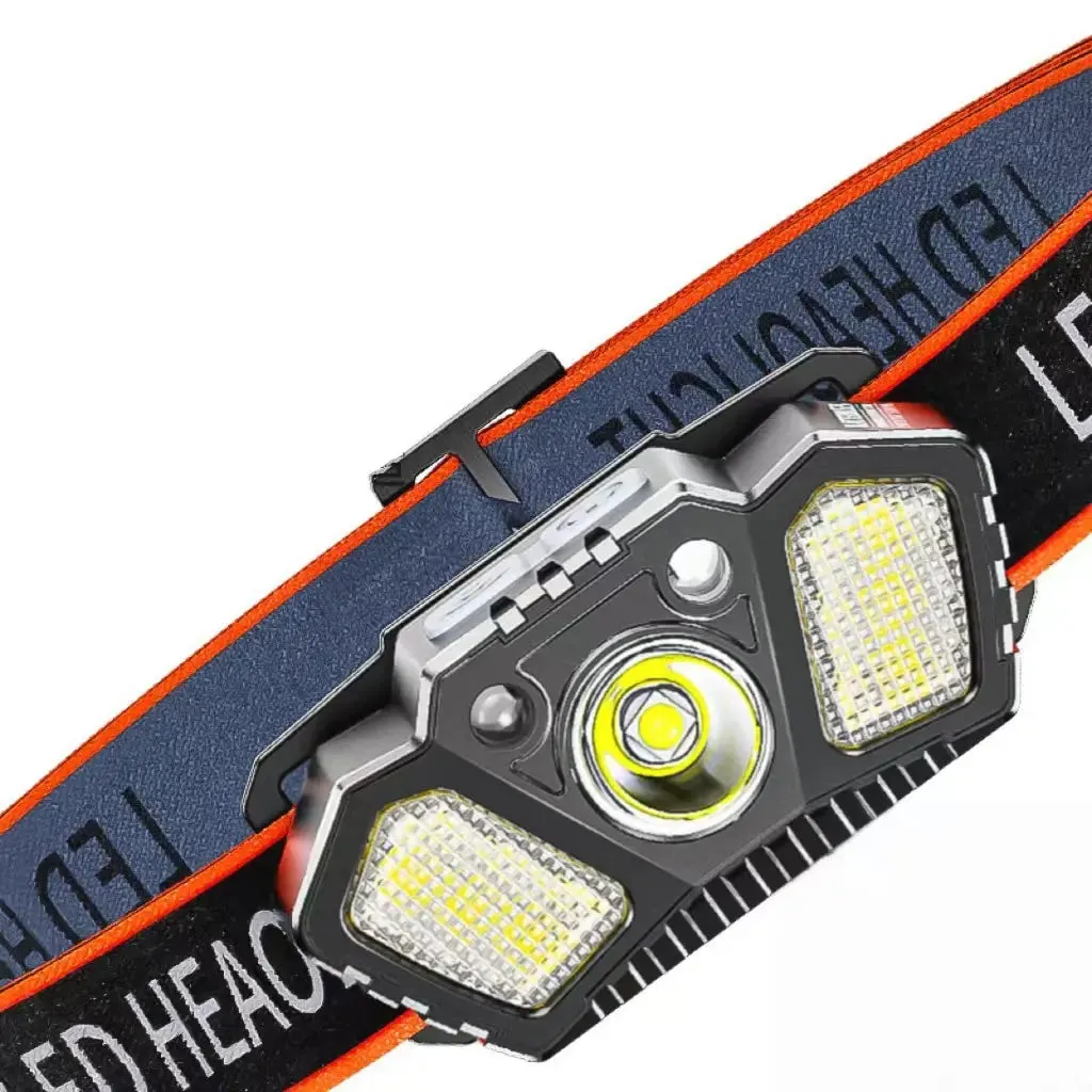 Portable Headlamp with Wave Sensor 5 Modes XPE COB LED Red Caution Light USB Rechargeable Head Lamp For Fishing Camping Hiking