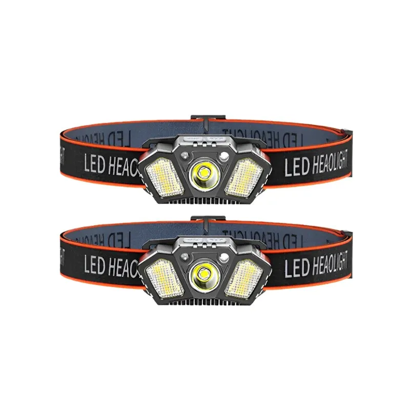 Portable Headlamp with Wave Sensor 5 Modes XPE COB LED Red Caution Light USB Rechargeable Head Lamp For Fishing Camping Hiking