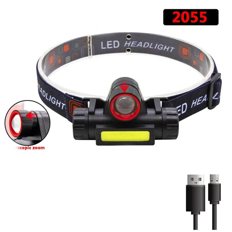 Portable Mini Powerful LED Headlamp XPE COB USB Rechargeable Hunting Headlight Waterproof Head Torch with Tail Magnetic