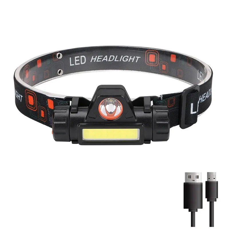 Portable Mini Powerful LED Headlamp XPE COB USB Rechargeable Hunting Headlight Waterproof Head Torch with Tail Magnetic