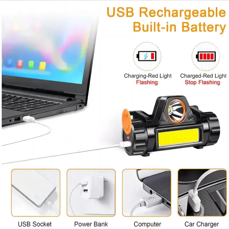 Portable Mini Powerful LED Headlamp XPE COB USB Rechargeable Hunting Headlight Waterproof Head Torch with Tail Magnetic