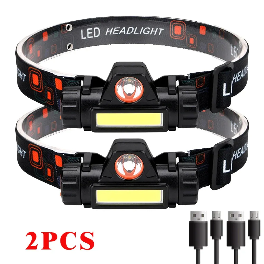 Portable Mini Powerful LED Headlamp XPE COB USB Rechargeable Hunting Headlight Waterproof Head Torch with Tail Magnetic