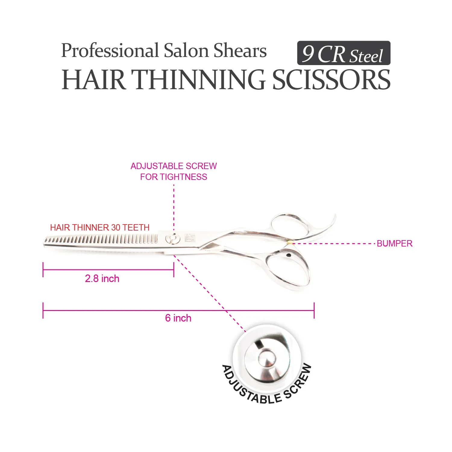 Professional 6" Salon Hair Thinning Scissors (9CR Steel)