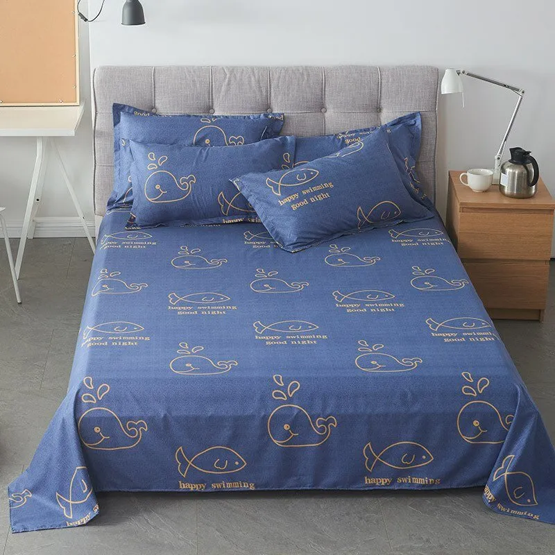 Queen King Bed Flat Sheet - Comfortable Frosted Soft Dormitory