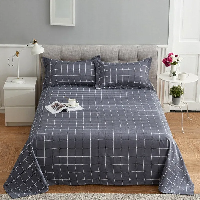 Queen King Bed Flat Sheet - Comfortable Frosted Soft Dormitory