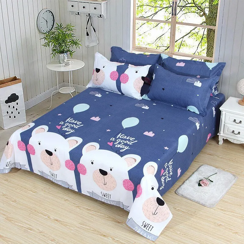 Queen King Bed Flat Sheet - Comfortable Frosted Soft Dormitory