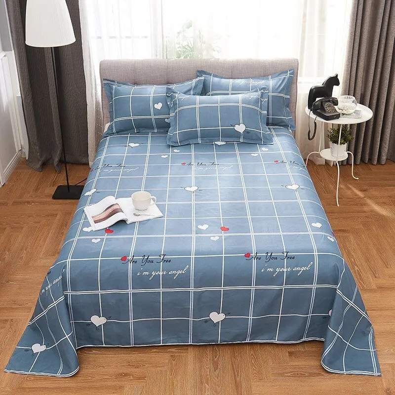 Queen King Bed Flat Sheet - Comfortable Frosted Soft Dormitory