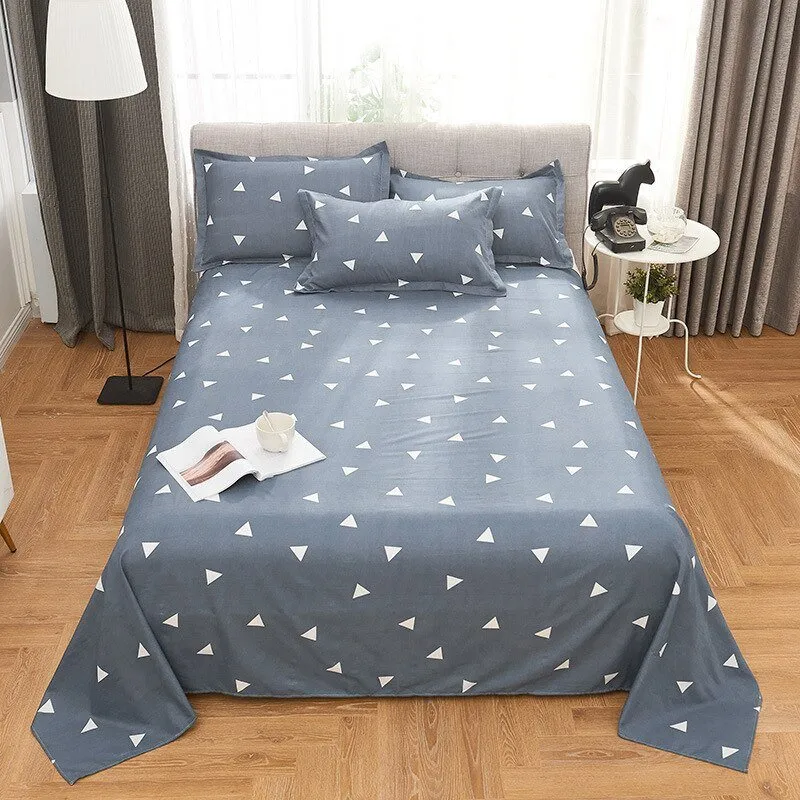 Queen King Bed Flat Sheet - Comfortable Frosted Soft Dormitory