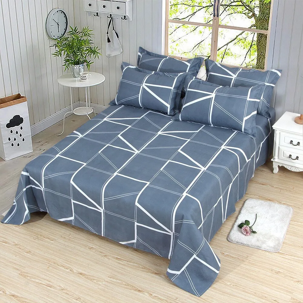 Queen King Bed Flat Sheet - Comfortable Frosted Soft Dormitory