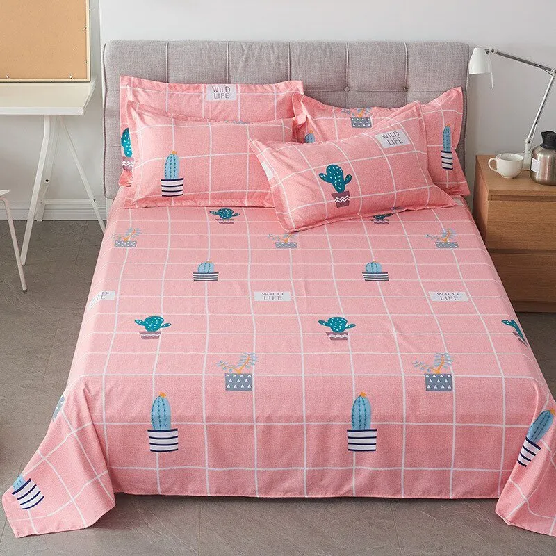 Queen King Bed Flat Sheet - Comfortable Frosted Soft Dormitory