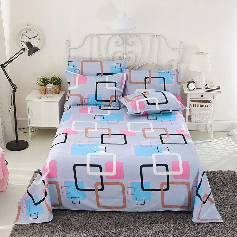 Queen King Bed Flat Sheet - Comfortable Frosted Soft Dormitory