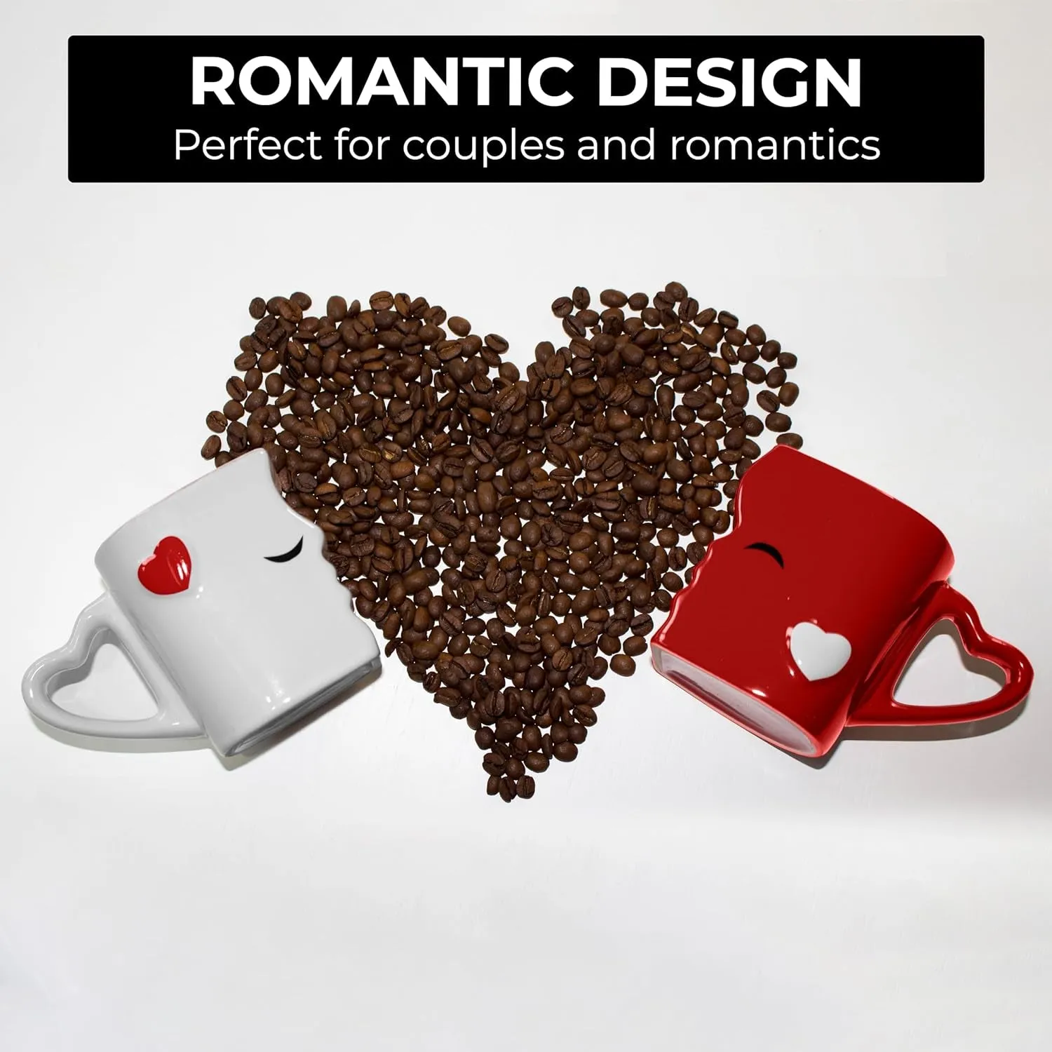 "Romantic Kissing Mugs Bridal Pair Gift Set - Perfect for Weddings, Birthdays, and Anniversaries - Comes in a Stylish Gift Box (Red)"