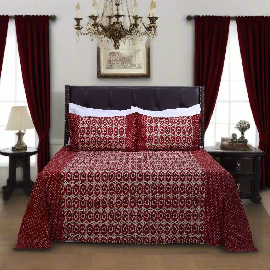 Rahat Pendant Red Cotton Bedsheet