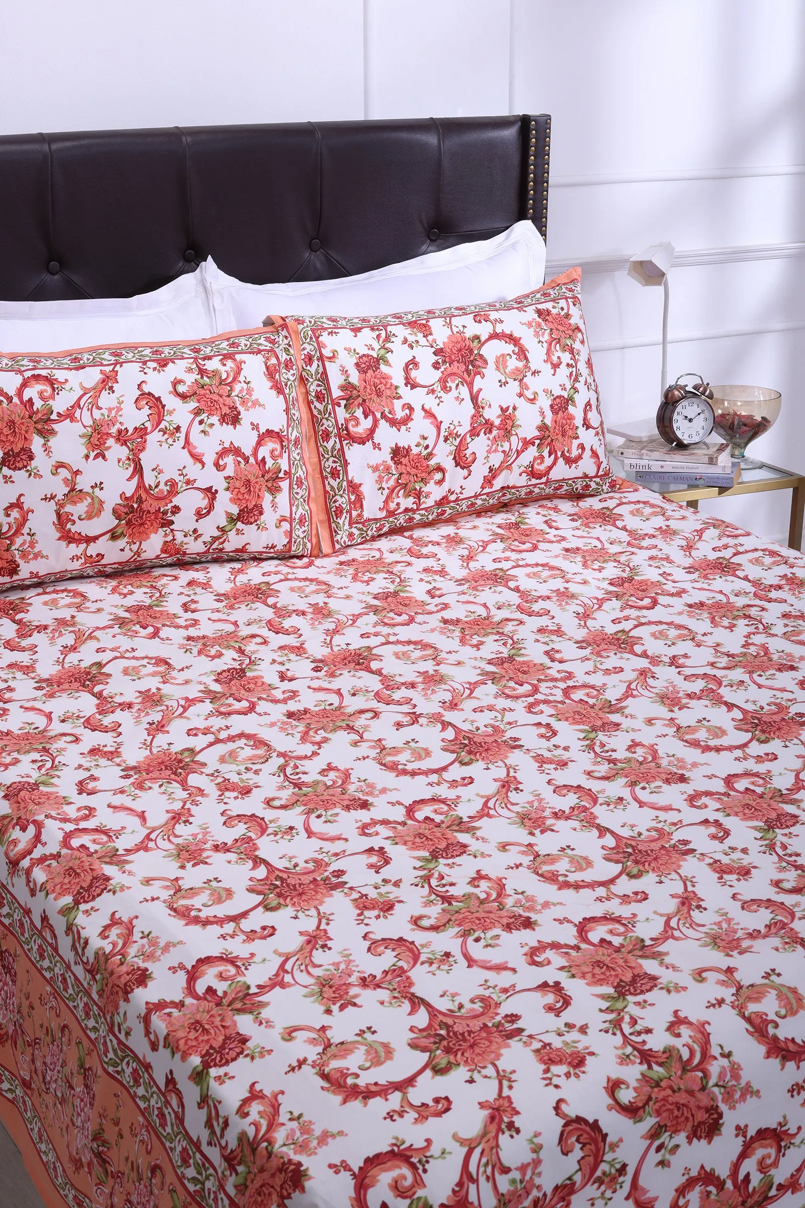 Rama Victoria Jaal Orange Cotton Bedsheet