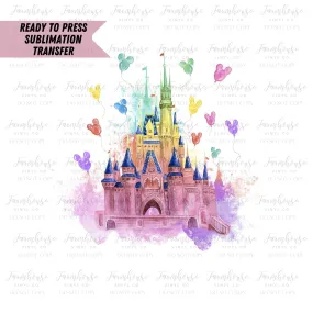 Ready To Press, Sublimation Transfers, Magical Vacation, Sublimation, Transfer Ready To Press, Watercolor Magical Castle Heat Transfer