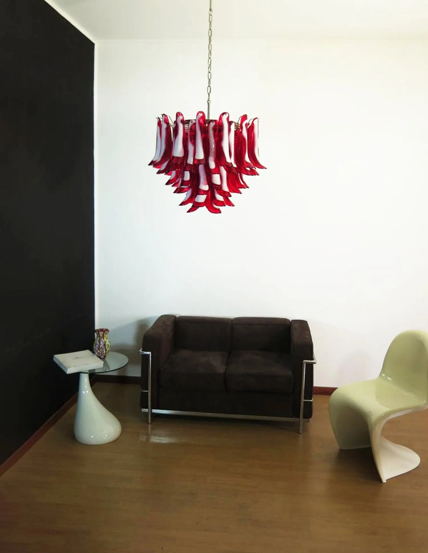 Red Glass Murano Petals Chandelier