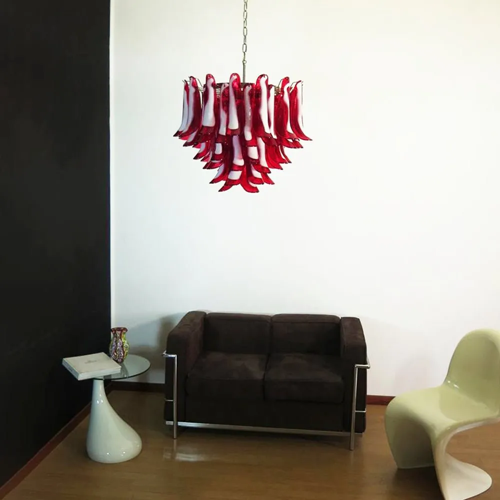 Red Glass Murano Petals Chandelier