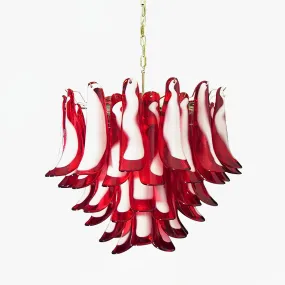 Red Glass Murano Petals Chandelier