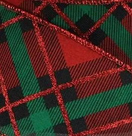 Red Green Plaid Christmas Ribbon - 2 1/2" x 10