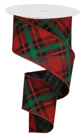 Red Green Plaid Christmas Ribbon - 2 1/2" x 10