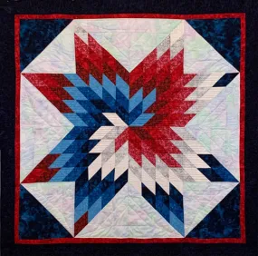 Red, White and Blue Spiral Star Quilt Pattern KCS-RWBSS - Paper Pattern