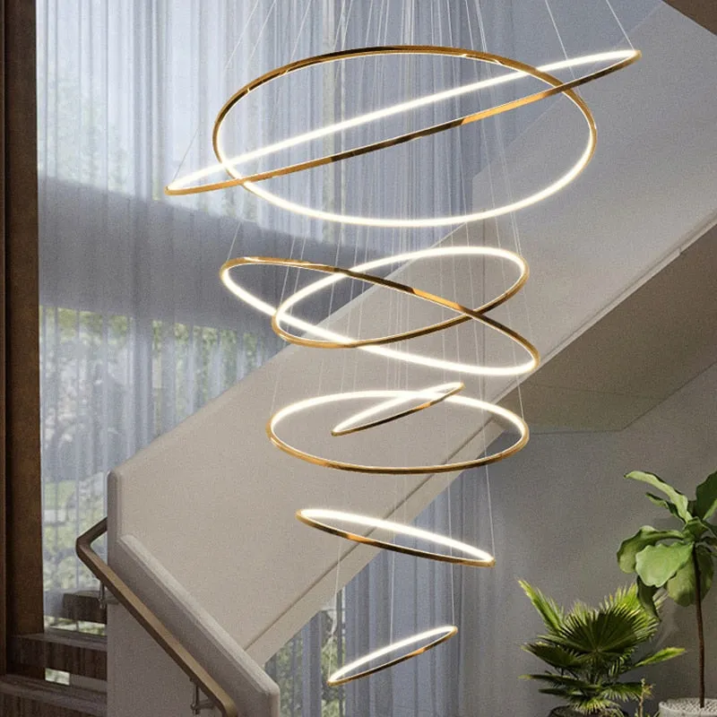 Rings Staircase Chandelier: Unparalleled Elegance