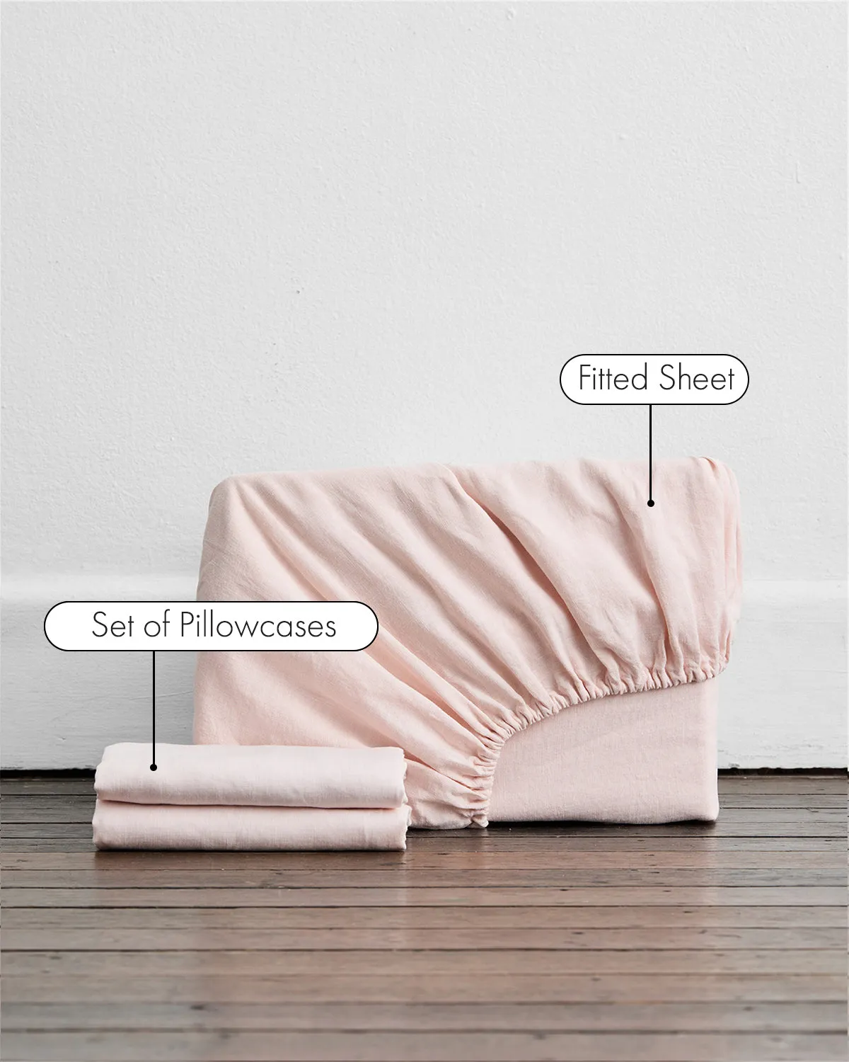 Rosewater 100% French Flax Linen Fitted Sheet Set