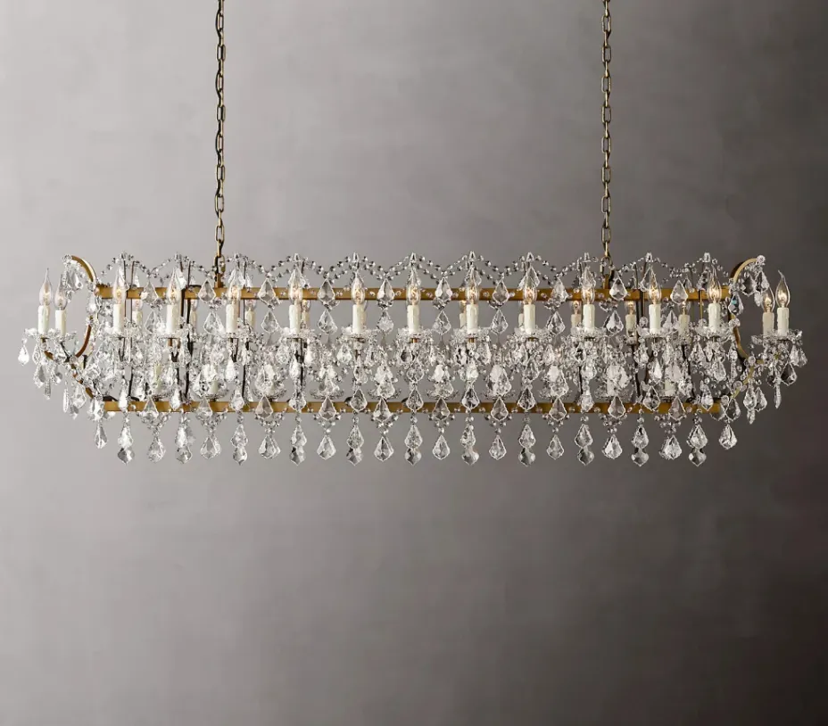 Rylight Luxury Classic Rectangular Candle Light Crystal Chandelier