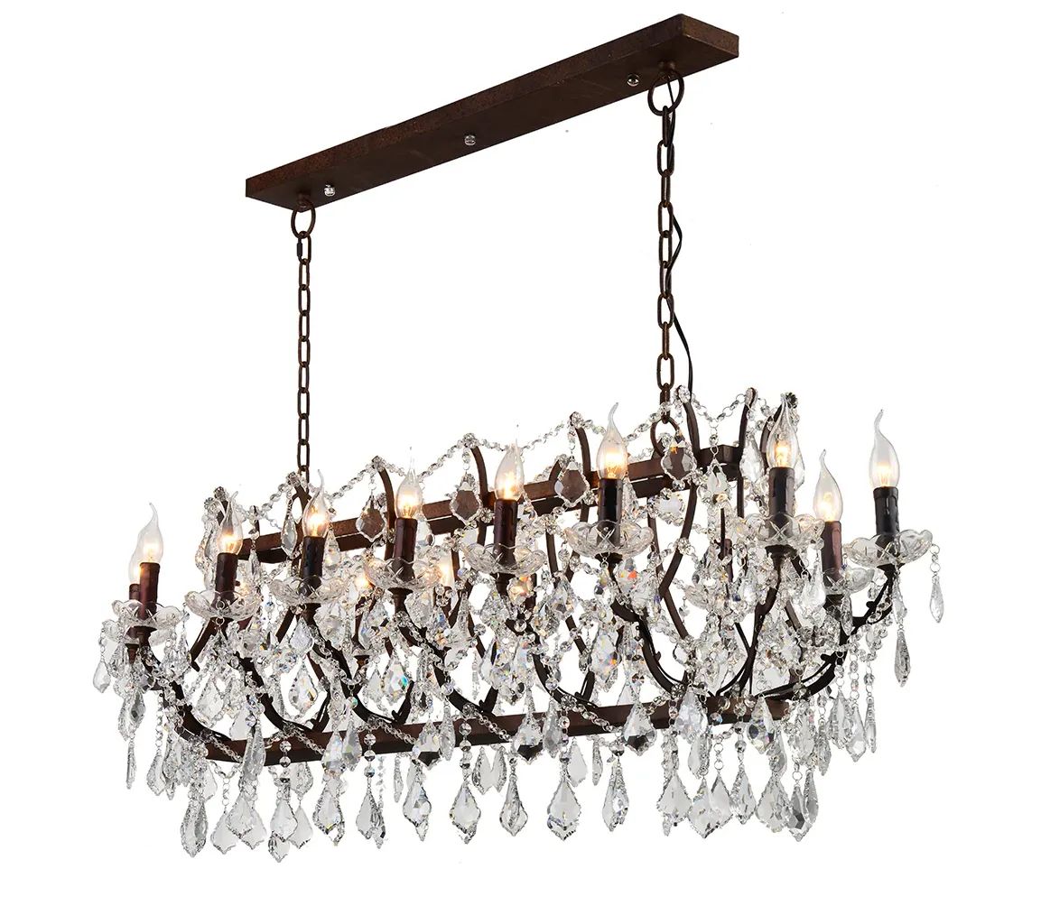 Rylight Luxury Classic Rectangular Candle Light Crystal Chandelier