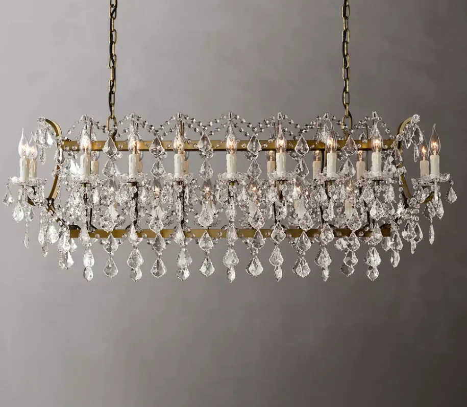 Rylight Luxury Classic Rectangular Candle Light Crystal Chandelier