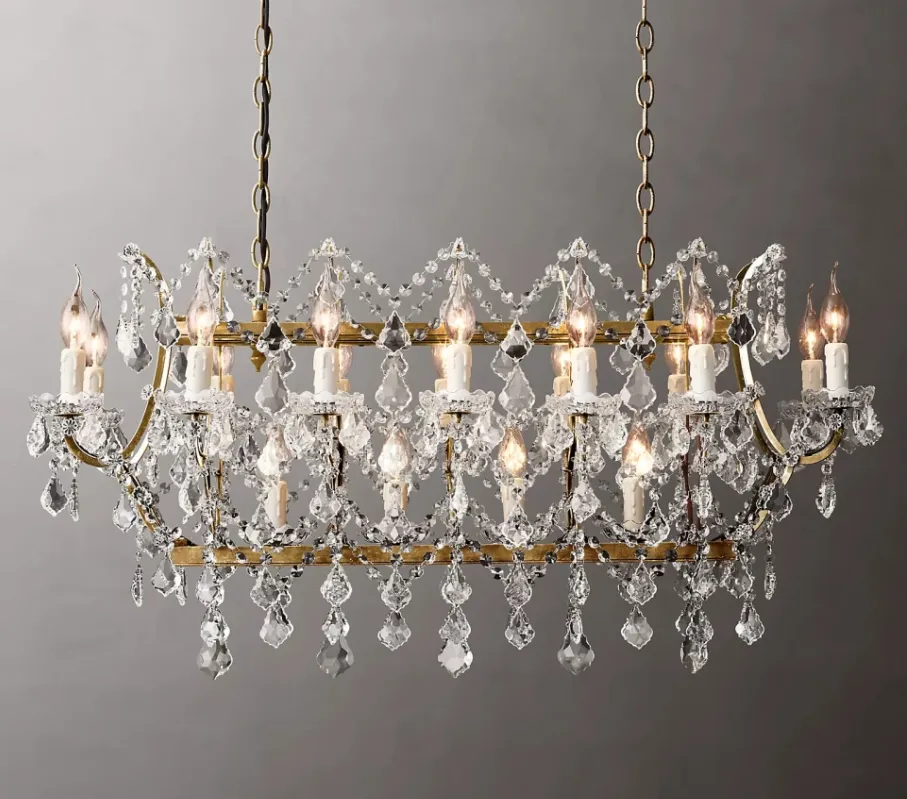 Rylight Luxury Classic Rectangular Candle Light Crystal Chandelier